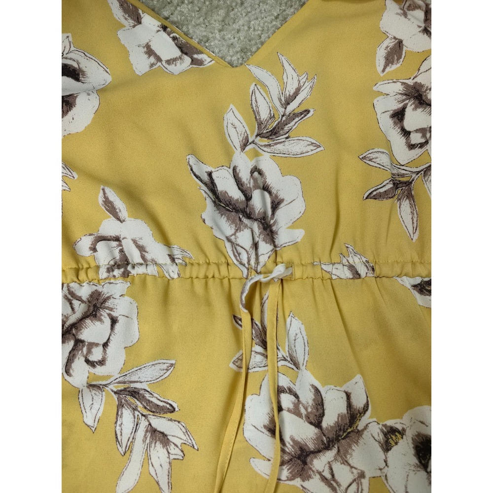 Babaton Mustard Yellow Floral Silk Blend Wrap Camisole | Sleeveless V-Neck | S - Picture 7 of 7